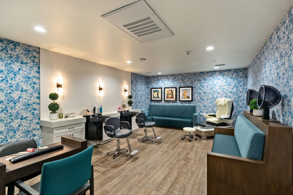 Senior living community interior lounge area