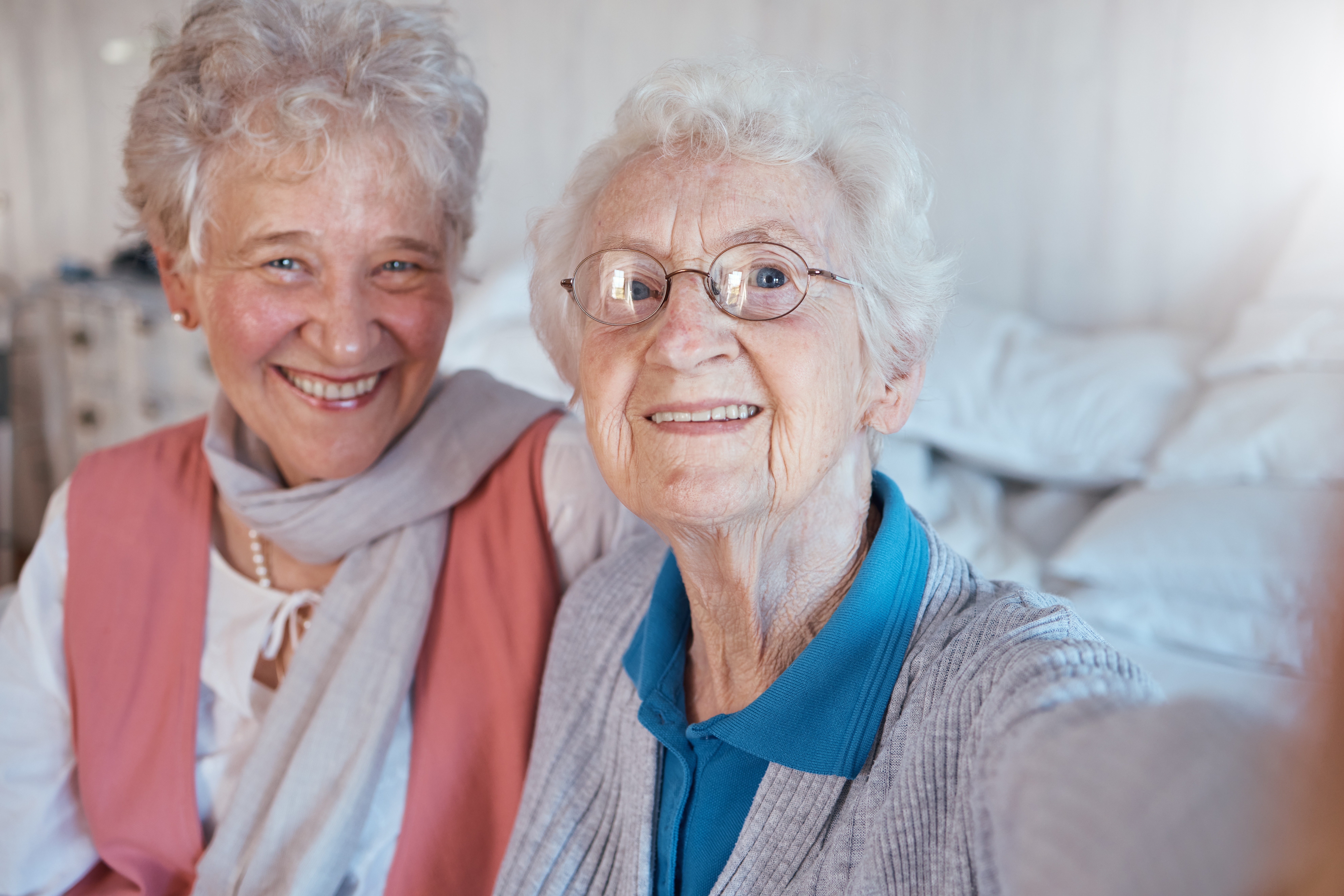 Caregiver supporting elderly resident
